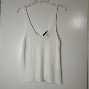 Forever 21 White crochet boho vneck knit tank top size US Large